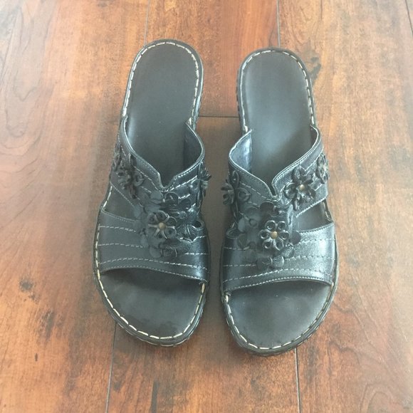 Floral Mule Wedge Sandals - Picture 2 of 7